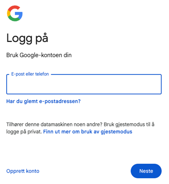 Google konto i Volvo Cars app. 